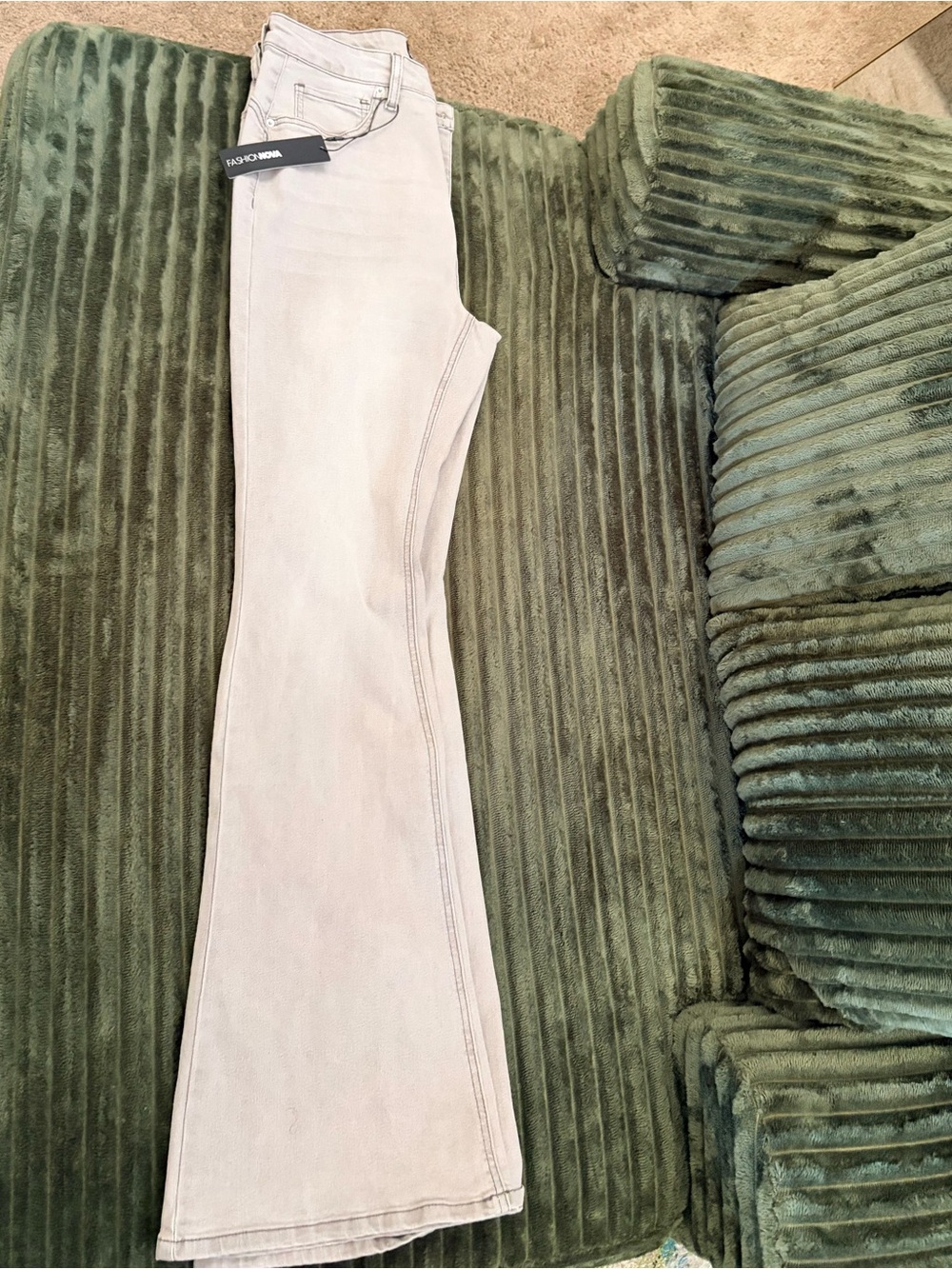 Fashion Nova Light Beige High-Rise Flair Leg - Picture 3 of 3